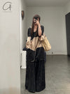 Mutedance 24 Spring/Summer Silk Elastic Waist Loose Pants MD-MD24SS13-SHENHE sepia PM114